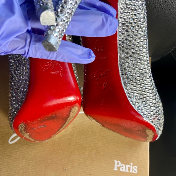 💯 AUTHENTIC CHRISTIAN LOUBOUTIN LADY CLAUDE SHOES STRASS 100 mm size 37.5 - Picture 12 of 13